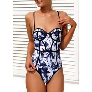 Cupshe One Piece Swimsuit white purple black
